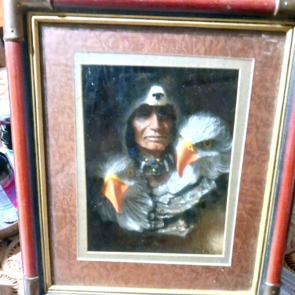 Native american chief with eagles